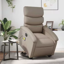   vidaXL elektromos kávészínű műbőr felállást segítő masszázsfotel