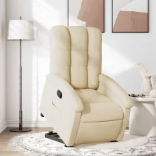  vidaXL krémszínű szövet felállást segítő dönthető fotel