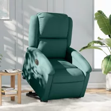   vidaXL elektromos felállást segítő sötétzöld szövet dönthető fotel