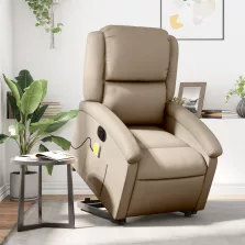   vidaXL elektromos cappuccino műbőr felállást segítő masszázsfotel