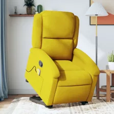   vidaXL sárga bársony felállást segítő dönthető masszázsfotel