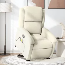   vidaXL krémszínű bársony felállást segítő dönthető masszázsfotel
