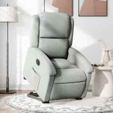  vidaXL elektromos felállást segítő világosszürke bársony fotel