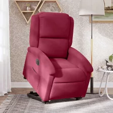   vidaXL elektromos felállást segítő bordó bársony dönthető fotel