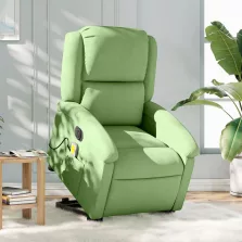   vidaXL elektromos felállást segítő világoszöld bársony masszázsfotel