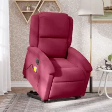   vidaXL elektromos felállást segítő bordó bársony masszázsfotel