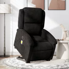   vidaXL elektromos felállást segítő fekete bársony masszázsfotel