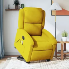   vidaXL elektromos felállást segítő sárga bársony masszázsfotel