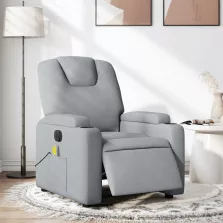   vidaXL világosszürke szövet dönthető elektromos masszázsfotel