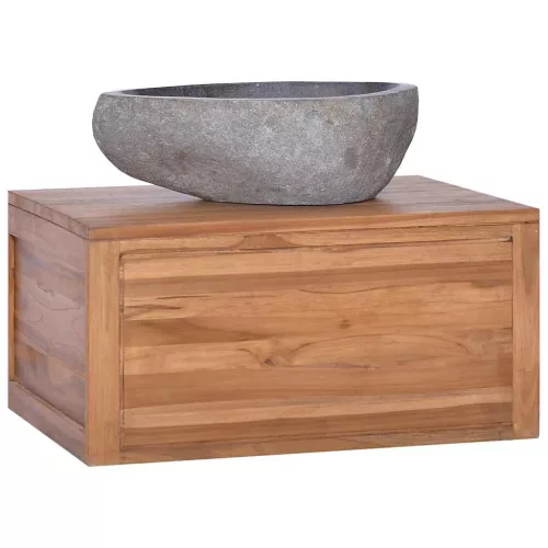 vidaXL tömör tíkfa fali fürdőszobaszekrény 60 x 45 x 30 cm