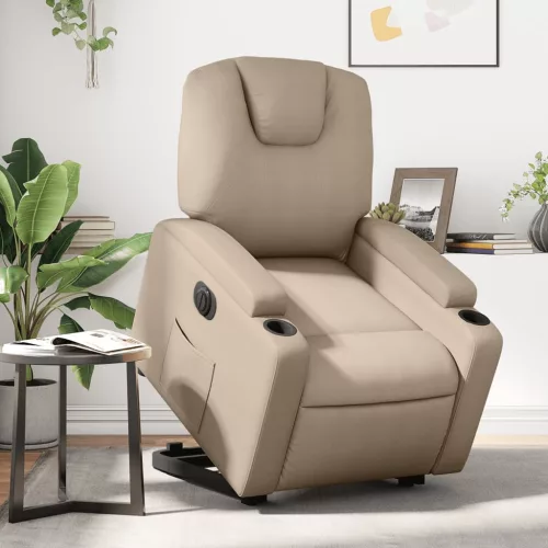 vidaXL elektromos cappuccino műbőr felállást segítő dönthető fotel