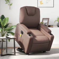   vidaXL elektromos barna műbőr felállást segítő dönthető masszázsfotel