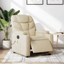   vidaXL krémszínű szövet dönthető elektromos masszázsfotel