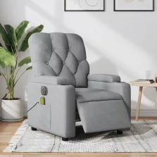   vidaXL világosszürke szövet dönthető elektromos masszázsfotel