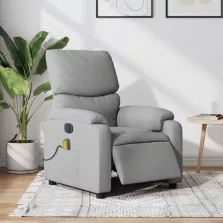   vidaXL világosszürke szövet dönthető elektromos masszázsfotel