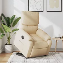   vidaXL elektromos felállást segítő krémszínű szövet dönthető fotel