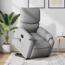   vidaXL világosszürke szövet dönthető elektromos álló masszázsfotel