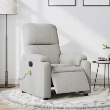   vidaXL világosszürke mikroszálas szövet elektromos fekvő masszázsfotel