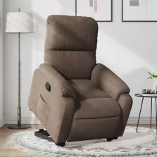   vidaXL barna mikroszálas szövet felállást segítő dönthető fotel
