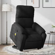   vidaXL fekete mikroszálas szövet felállást segítő masszázsfotel