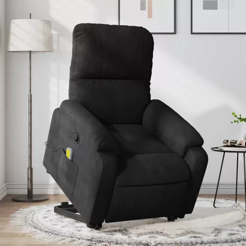 vidaXL fekete mikroszálas szövet felállást segítő masszázsfotel