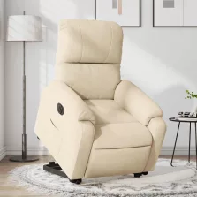   vidaXL krémszínű mikroszálas szövet elektromos álló dönthető fotel