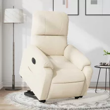   vidaXL bézs mikroszálas szövet elektromos álló dönthető fotel