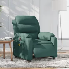   vidaXL sötétzöld szövet elektromos dönthető masszázsfotel