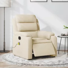   vidaXL krémszínű szövet dönthető elektromos masszázsfotel