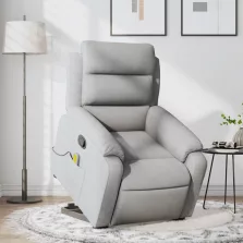   vidaXL világosszürke szövet felállást segítő dönthető masszázsfotel