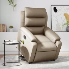   vidaXL elektromos cappuccino műbőr felállást segítő masszázsfotel