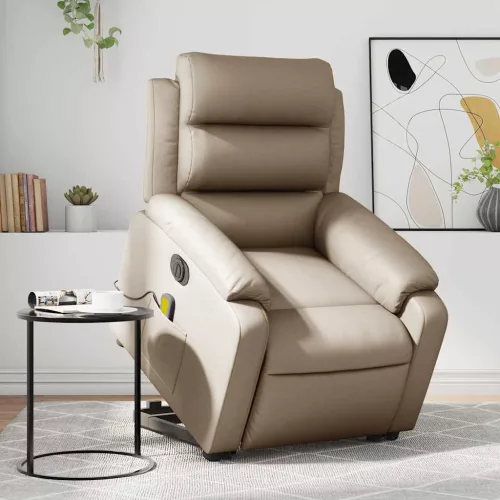 vidaXL elektromos cappuccino műbőr felállást segítő masszázsfotel