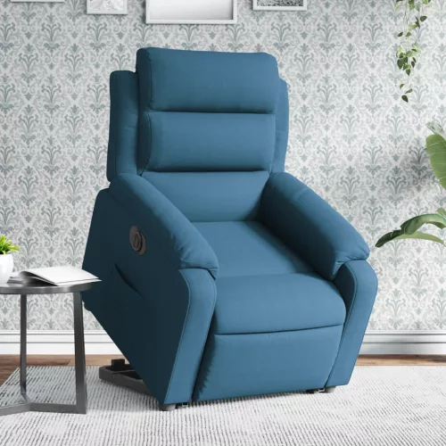 vidaXL elektromos felállást segítő kék bársony dönthető fotel