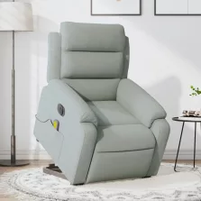   vidaXL elektromos felállást segítő világosszürke bársony masszázsfotel