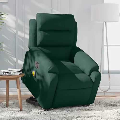 vidaXL elektromos felállást segítő sötétzöld bársony masszázsfotel