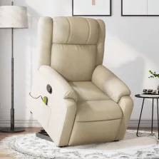   vidaXL krémszínű szövet felállást segítő dönthető masszázsfotel