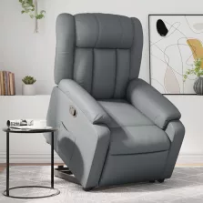vidaXL szürke műbőr felállást segítő dönthető fotel