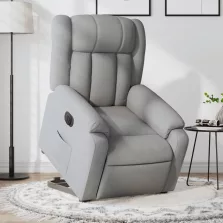   vidaXL elektromos felállást segítő világosszürke szövet dönthető fotel