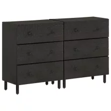   vidaXL 2 db fekete tömör mangófa tálalószekrény 60 x 33 x 75 cm