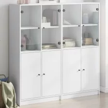   vidaXL fehér szerelt fa könyvespolc ajtókkal 136 x 37 x 142 cm