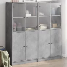   vidaXL betonszürke szerelt fa könyvespolc ajtókkal 136 x 37 x 142 cm