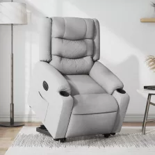   vidaXL elektromos felállást segítő világosszürke szövet dönthető fotel