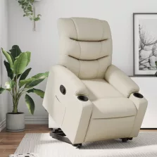   vidaXL krémszínű műbőr felállást segítő dönthető fotel