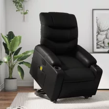   vidaXL elektromos fekete műbőr felállást segítő dönthető masszázsfotel