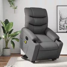   vidaXL elektromos szürke műbőr felállást segítő dönthető masszázsfotel