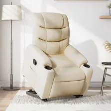   vidaXL krémszínű szövet felállást segítő dönthető fotel