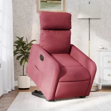   vidaXL elektromos felállást segítő bordó szövet dönthető fotel