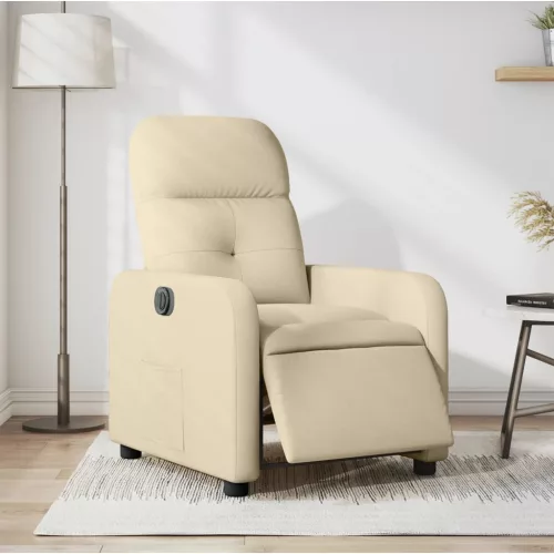 vidaXL krémszínű szövet elektromos dönthető fotel