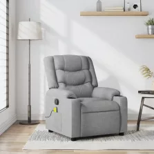 vidaXL világosszürke szövet masszázsfotel
