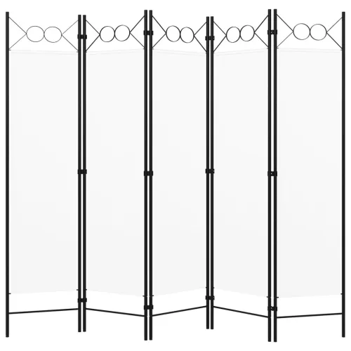 vidaXL fehér 5 paneles paraván 200 x 180 cm